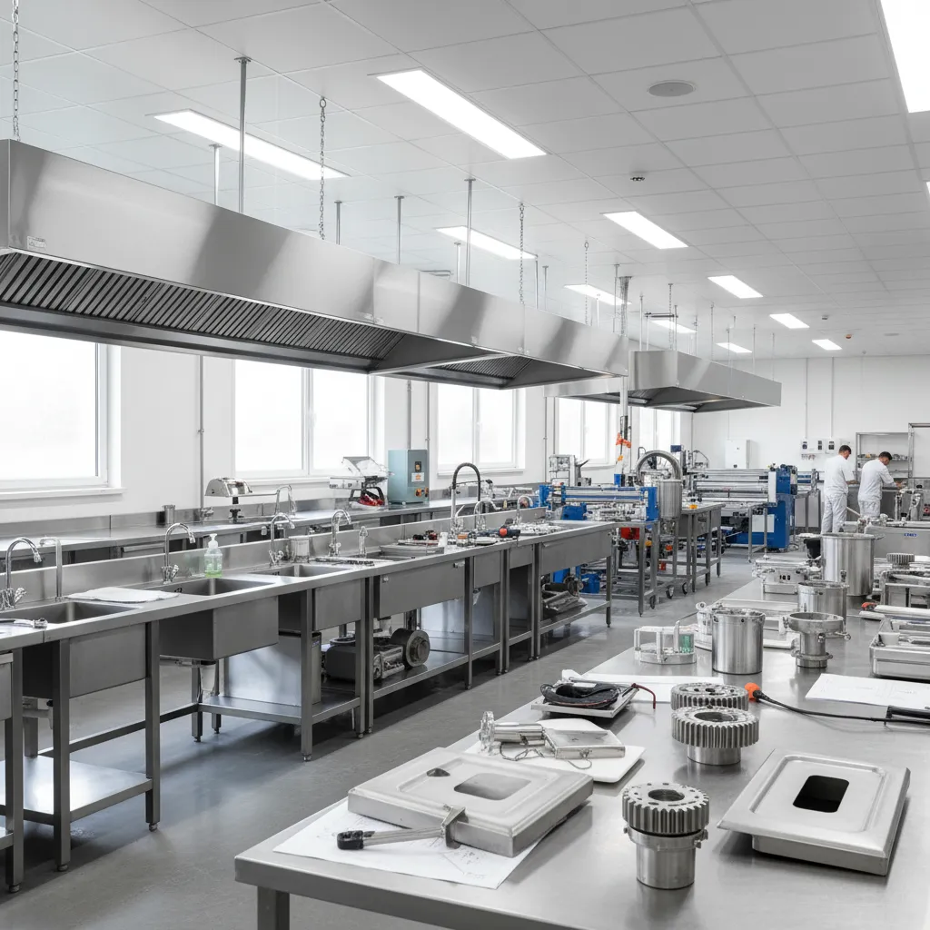 Stainless steel kitchen equipment components laser cut