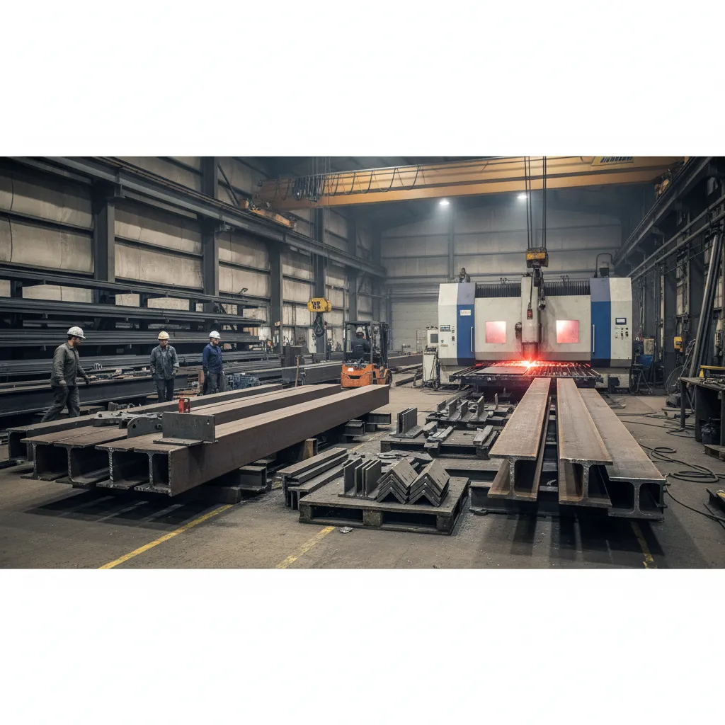 Structural steel fabrication with fiber laser cutting